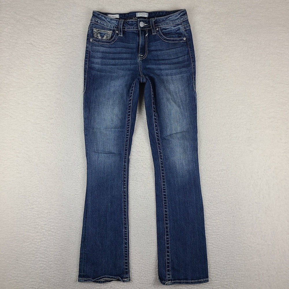 VIGOSS Jeans Womens 8 - 29x32 Blue Slim Boot Cut Dark Wash Denim